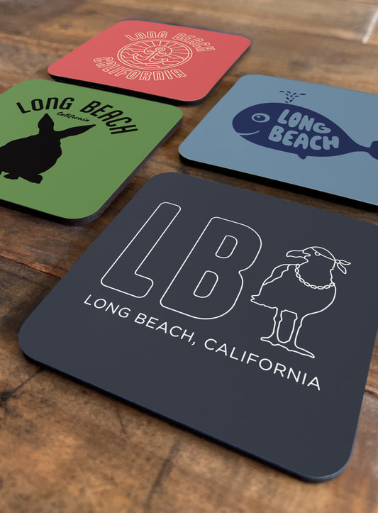 Collectible Long Beach Cork-Back Coasters - Gen 1: 4 Pack