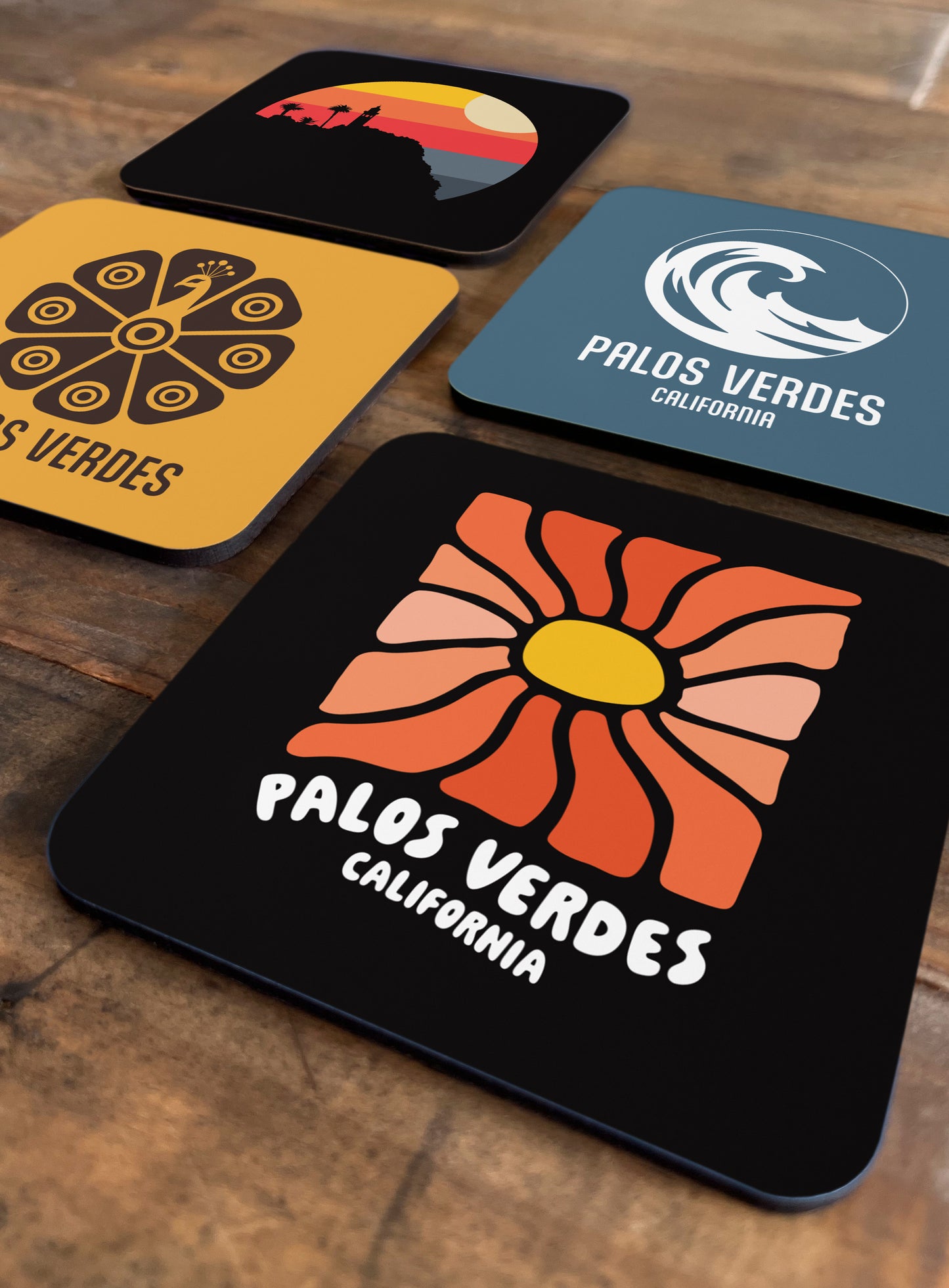 Collectible Palos Verdes Cork-Back Coasters - Gen 1: 4 Pack