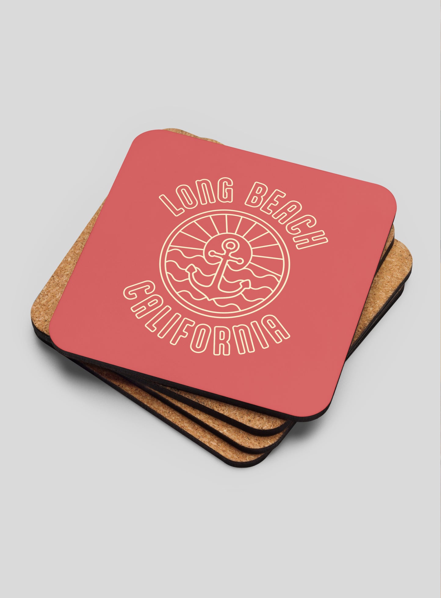 Collectible Long Beach Cork-Back Coasters - Gen 1: 4 Pack