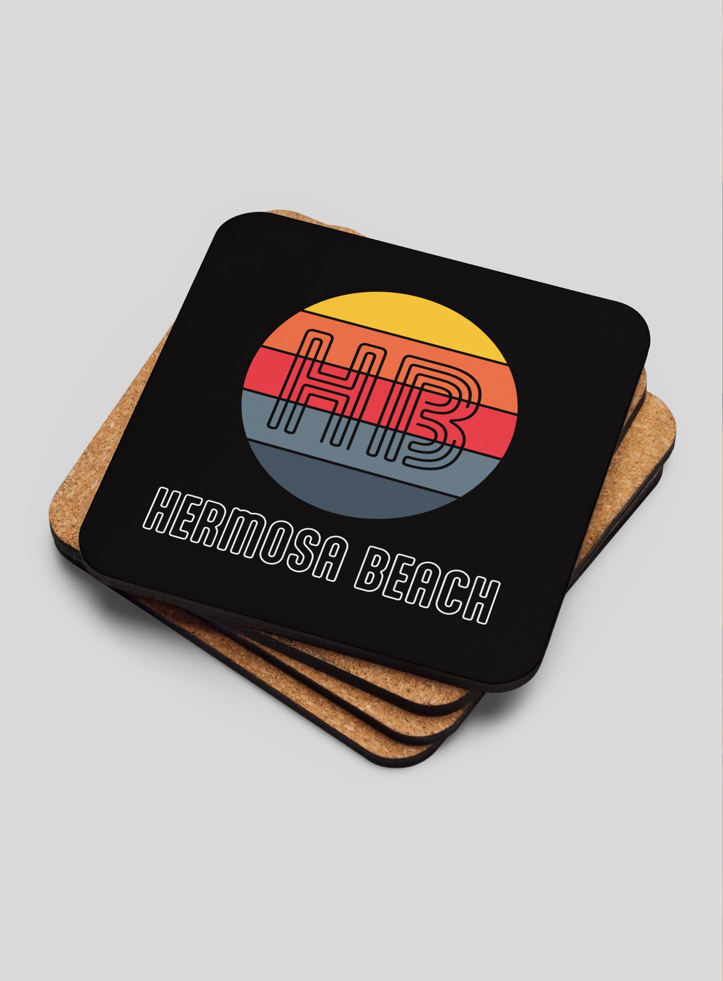 Collectible Hermosa Beach Cork-Back Coasters - Gen 1: 4 Pack