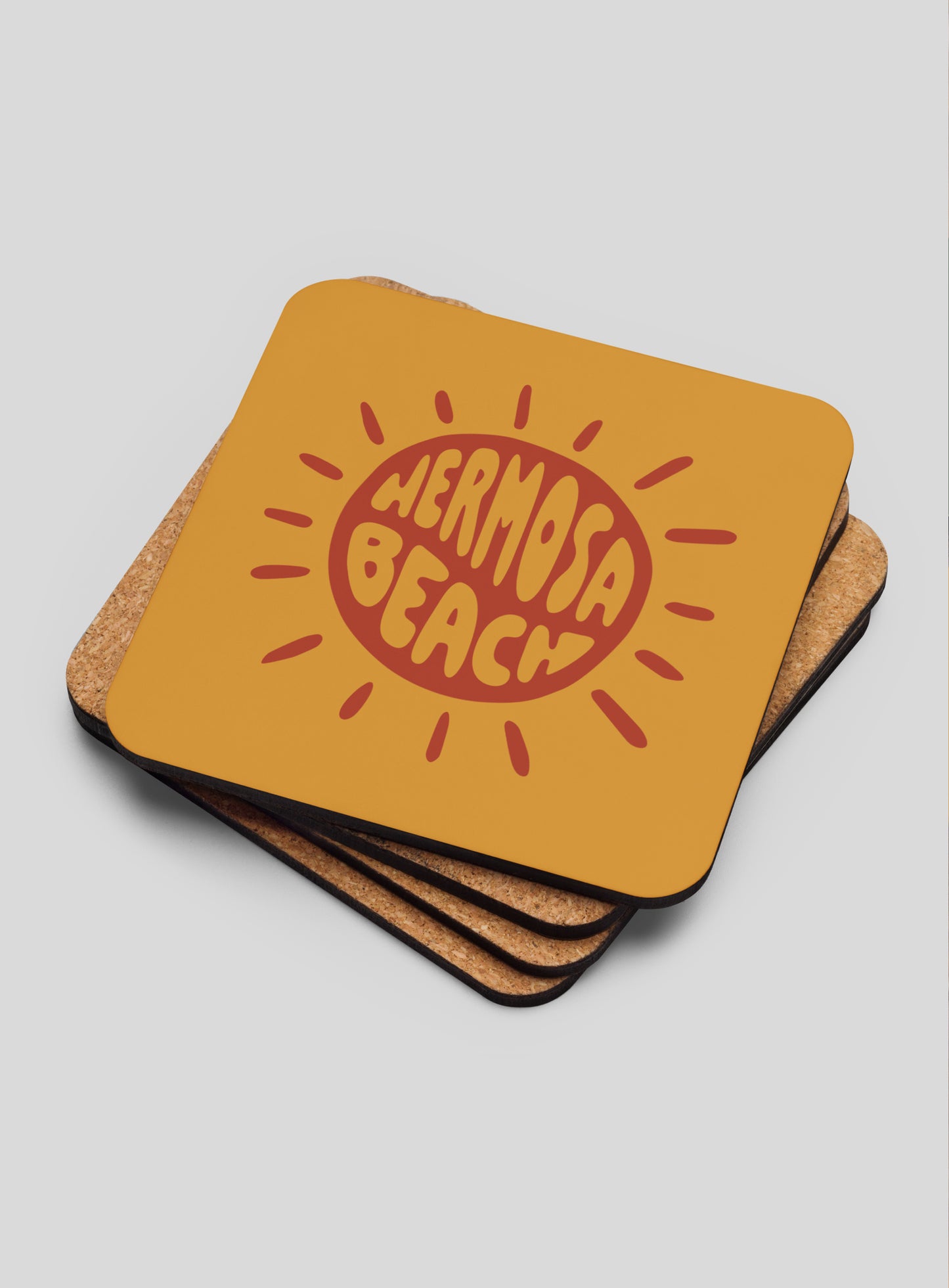 Collectible Hermosa Beach Cork-Back Coasters - Gen 1: 4 Pack