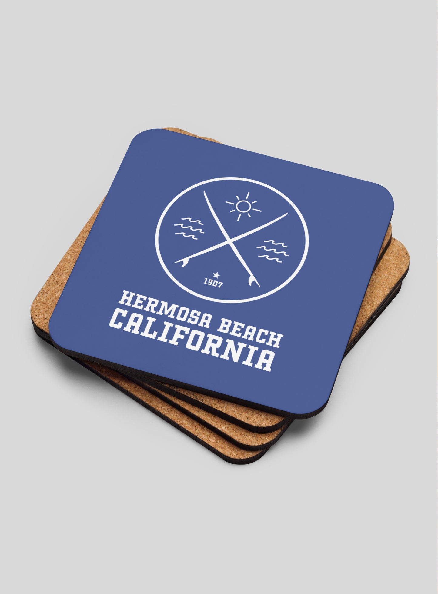 Collectible Hermosa Beach Cork-Back Coasters - Gen 1: 4 Pack