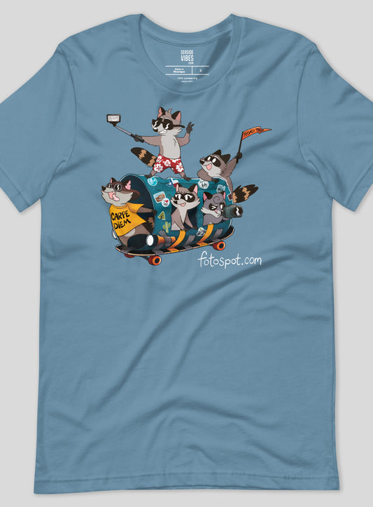 Unisex: Fotospot Raccoon Road Trip! - Steel Blue