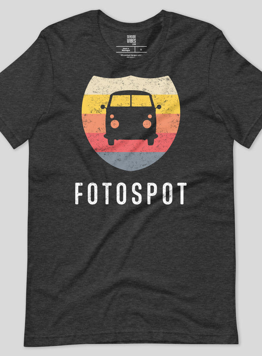 Unisex: Fotospot Sunset Logo Tee - Dark Grey Heather