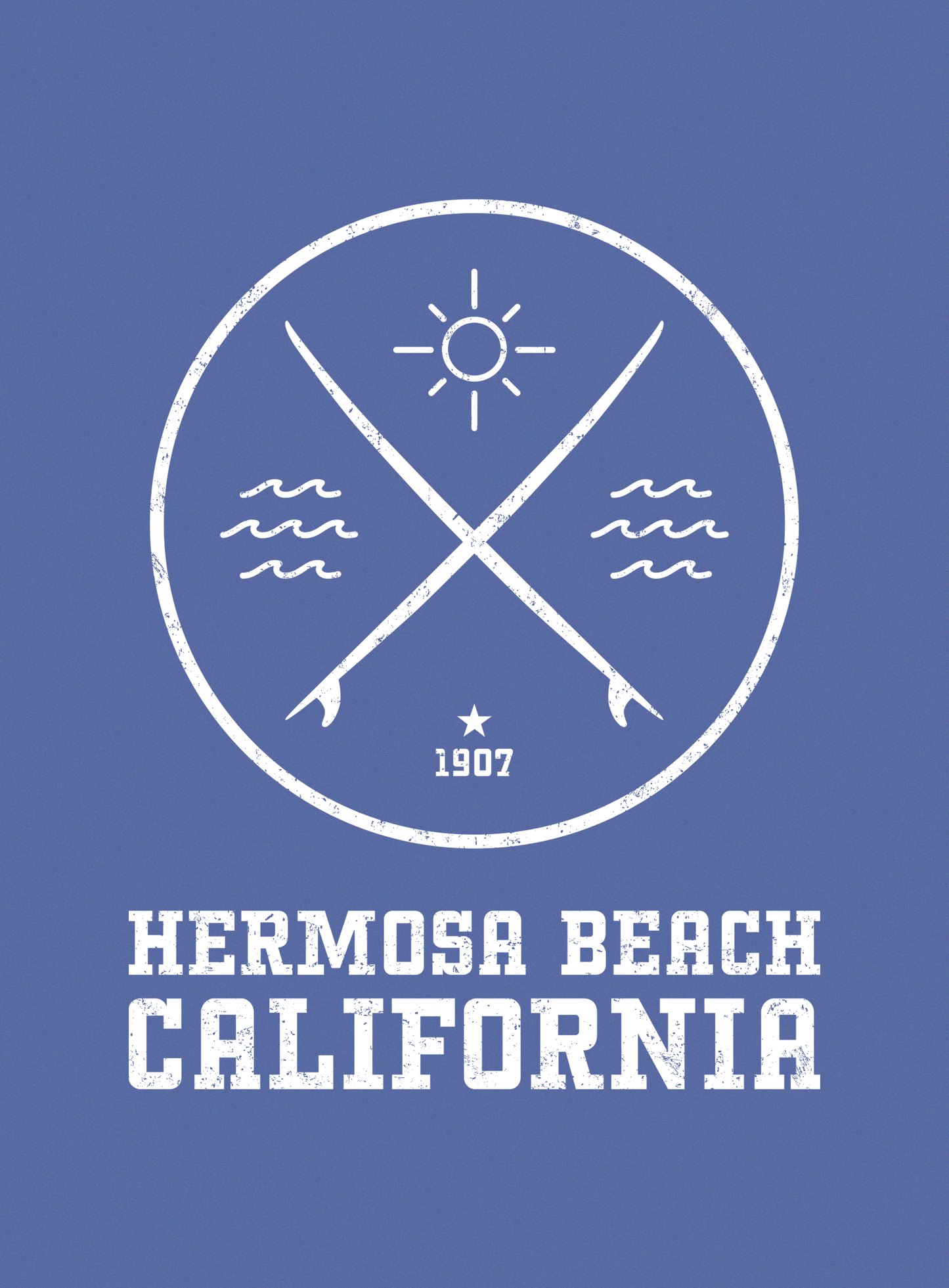 Unisex: Hermosa Beach Surfing Tee - Heather True Royal