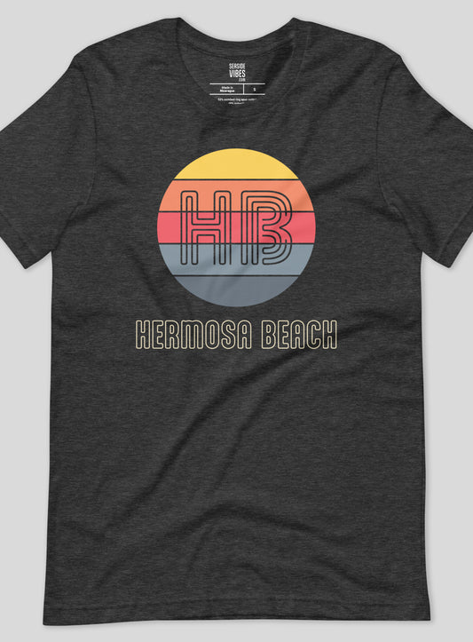 Unisex: Hermosa Beach Retro Tee - Dark Grey Heather