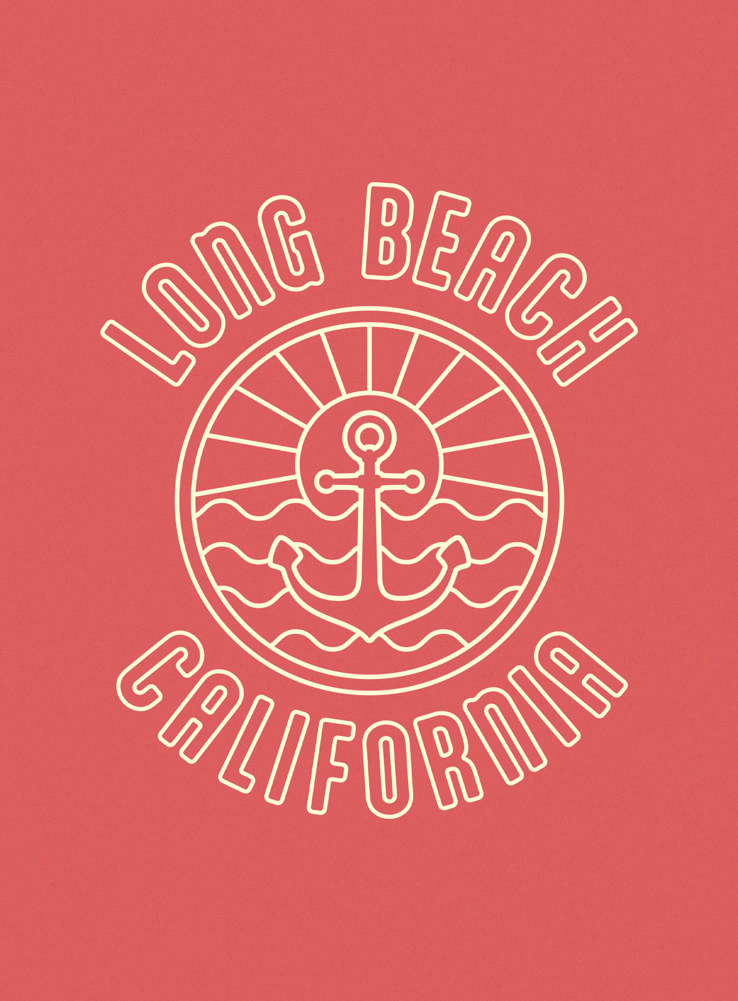 Unisex: Long Beach Anchor Tee - Heather Red