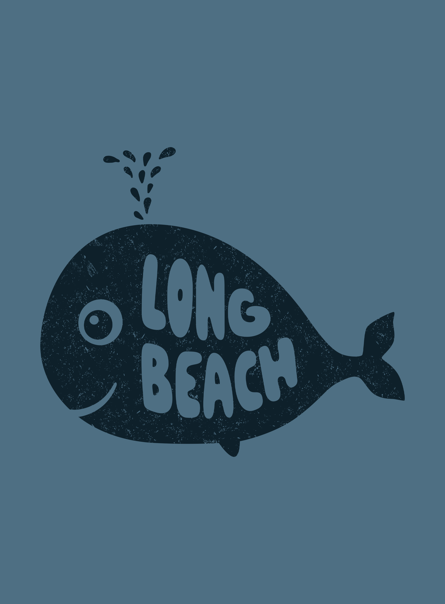 Unisex: Long Beach Whale Tee - Heather Deep Teal