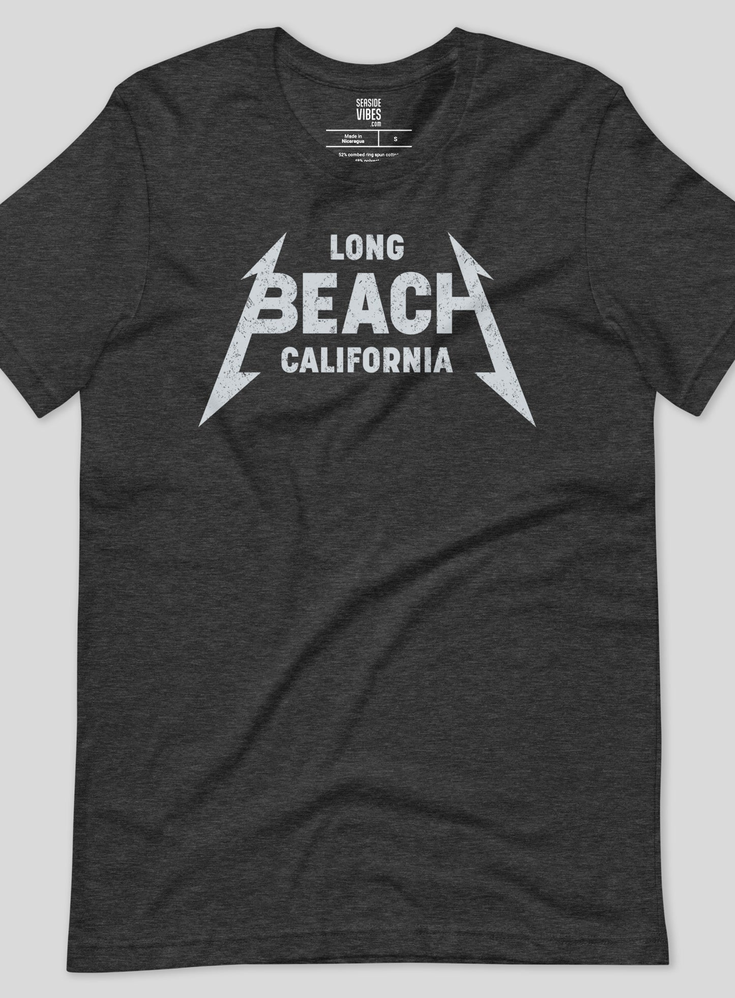 Unisex: Long Beach Rocks Tee - Dark Grey Heather