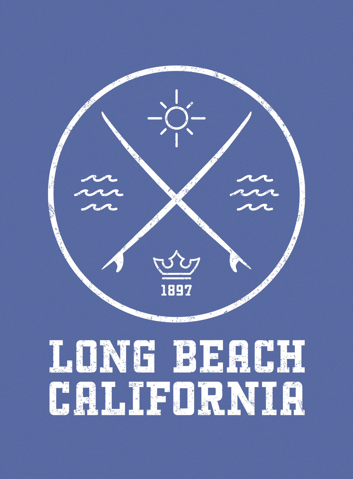 Unisex: Long Beach Surf Tee - Heather True Royal