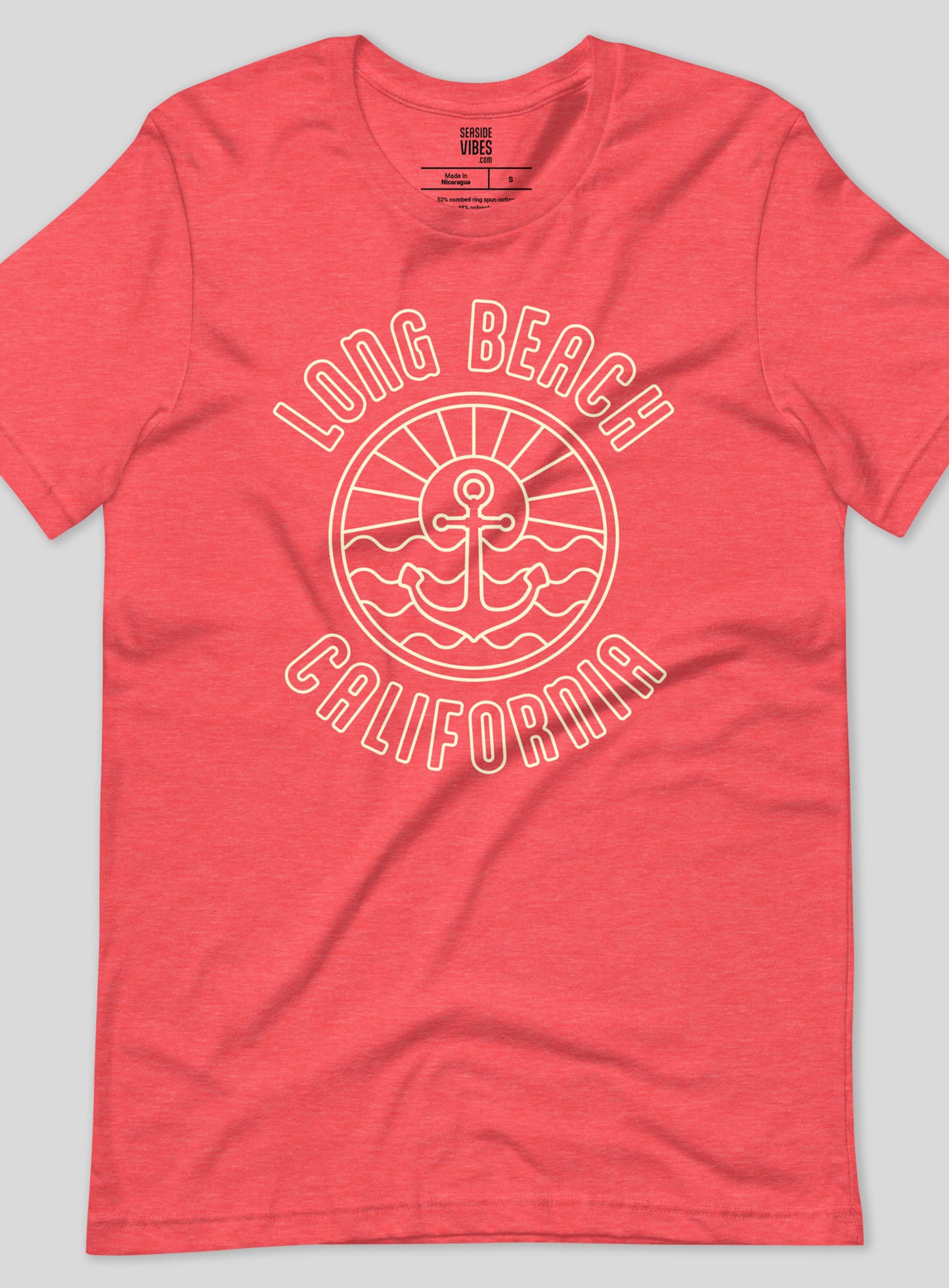 Unisex: Long Beach Anchor Tee - Heather Red