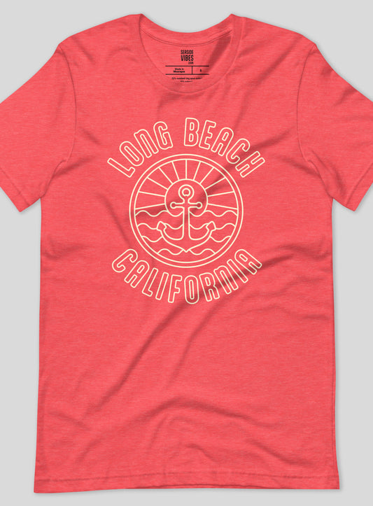 Unisex: Long Beach Anchor Tee - Heather Red