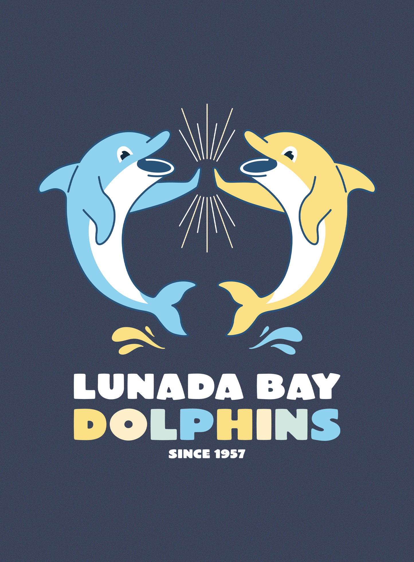 V-Neck: Lunada Bay Dolphins High-Five - Heather Navy