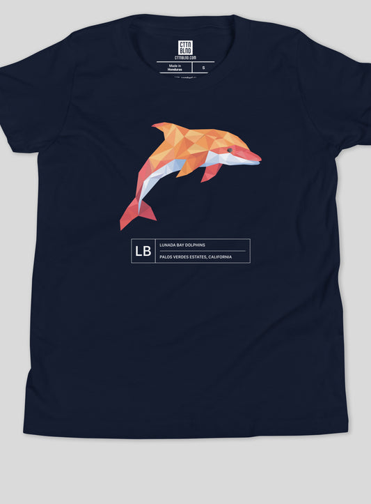 Youth: Lunada Bay Paper Dolphin Tee - Navy