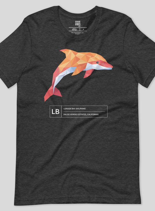 Unisex: Lunada Bay Paper Dolphin Tee - Dark Grey Heather