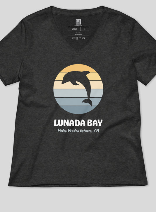 V-Neck: Lunada Bay Sunset - Dark Grey Heather