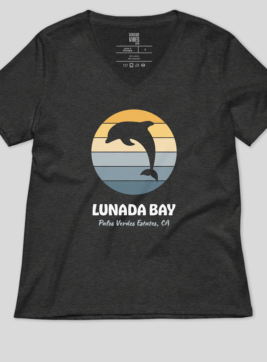 V-Neck: Lunada Bay Sunset - Dark Grey Heather