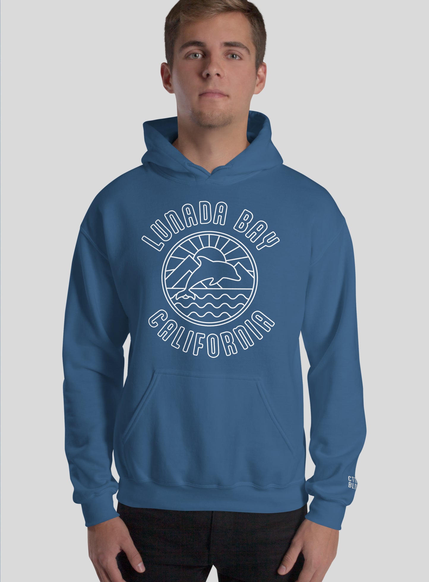 Unisex: Lunada Bay California Pullover Hoodie - Indigo Blue