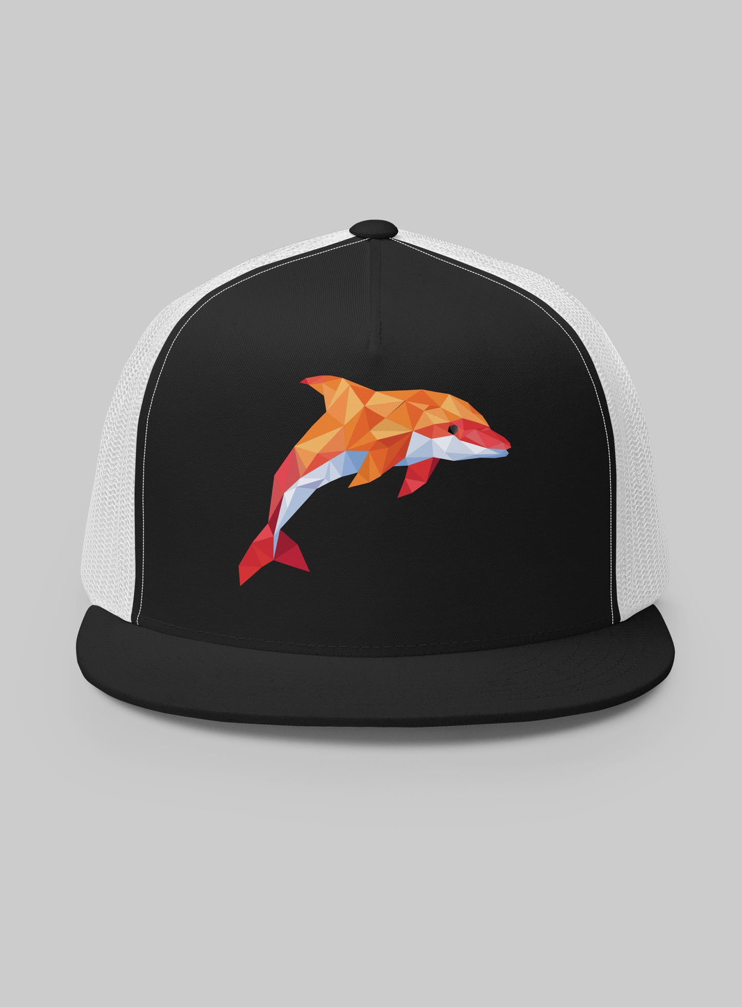 Lunada Bay Paper Dolphin Trucker Hat (Flat Brim) - Black/White