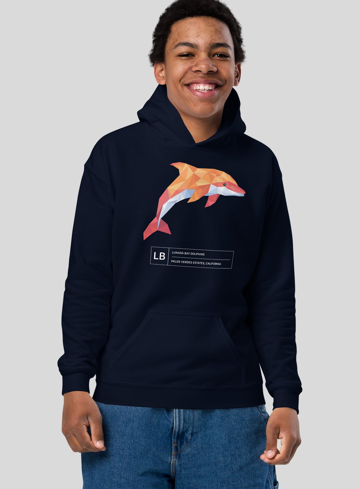 Youth: Lunada Bay Paper Dolphin Pullover Hoodie - Navy