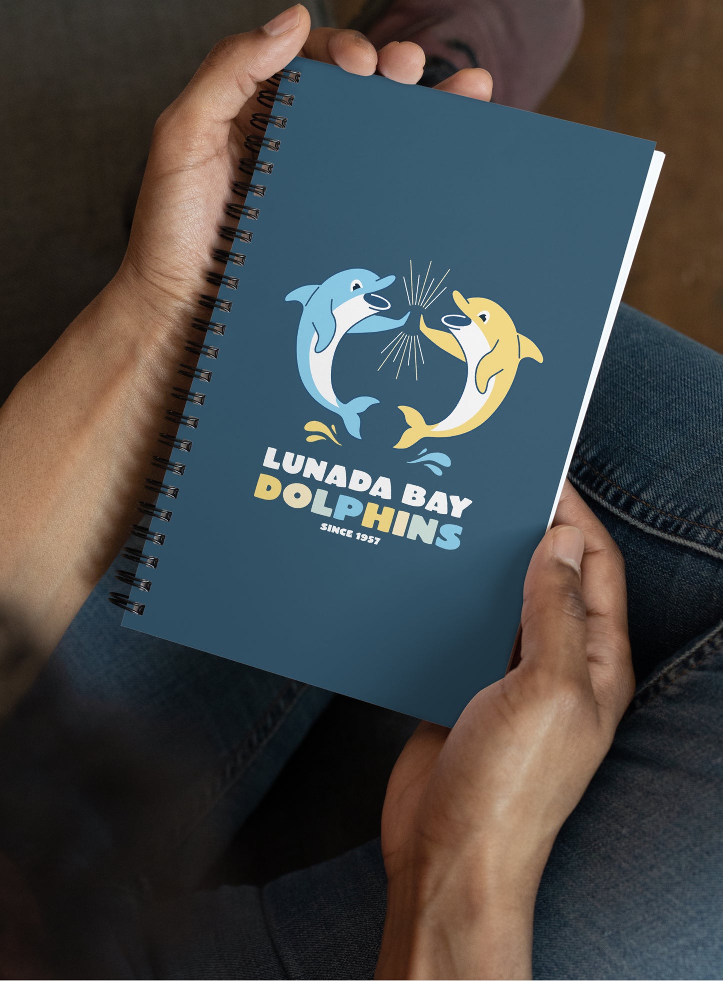 Lunada Bay Dolphins High-Five Spiral Notebook - 140 Dotted Pages