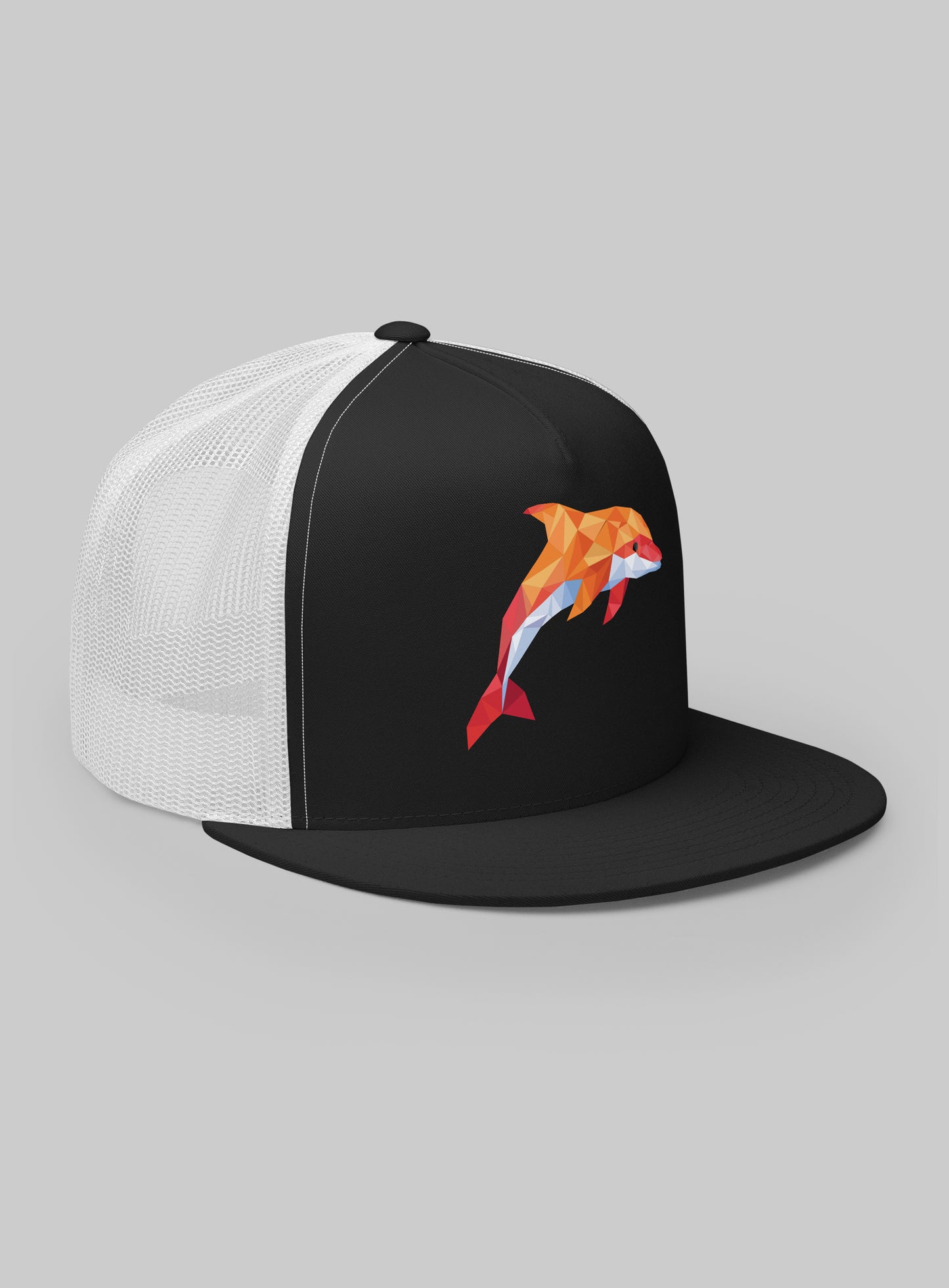 Lunada Bay Paper Dolphin Trucker Hat (Flat Brim) - Black/White