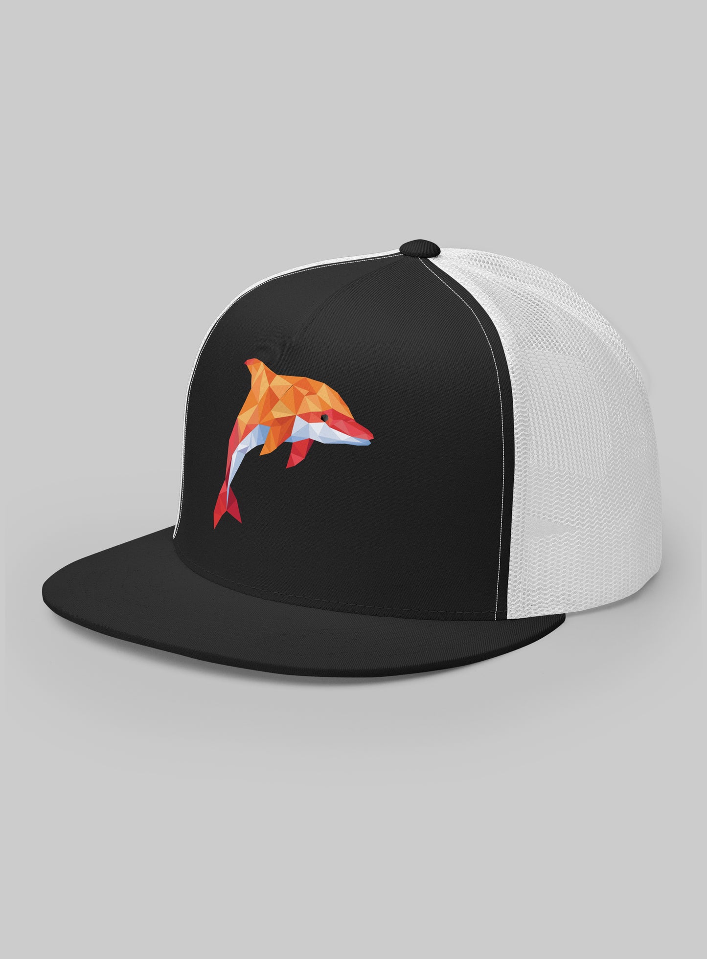 Lunada Bay Paper Dolphin Trucker Hat (Flat Brim) - Black/White