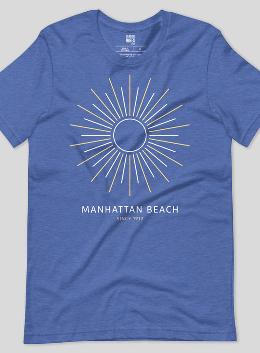 Unisex: Manhattan Beach Sunburst Tee - Heather True Royal