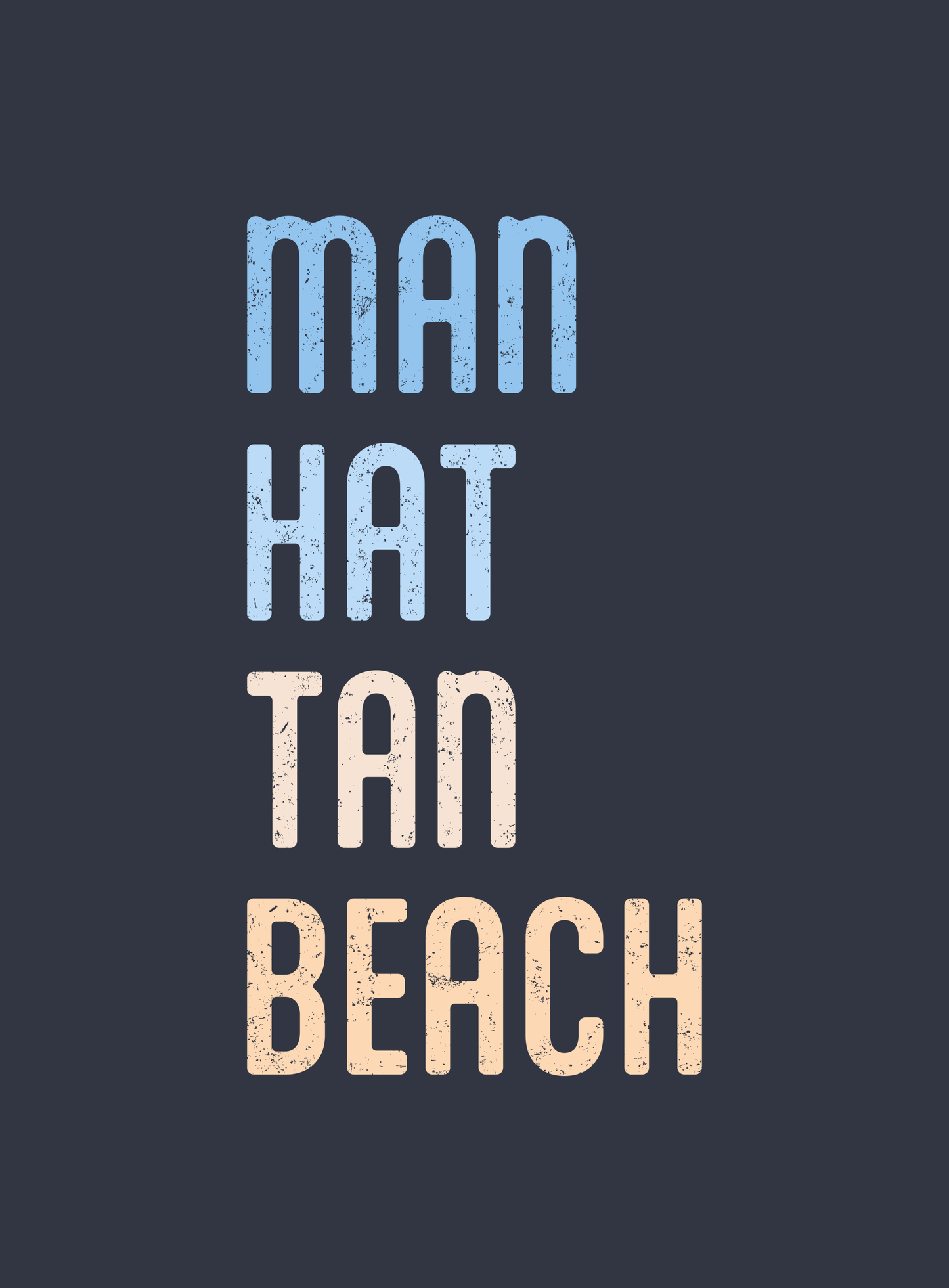 Unisex: Man Hat Tan Beach Tee - Heather Navy