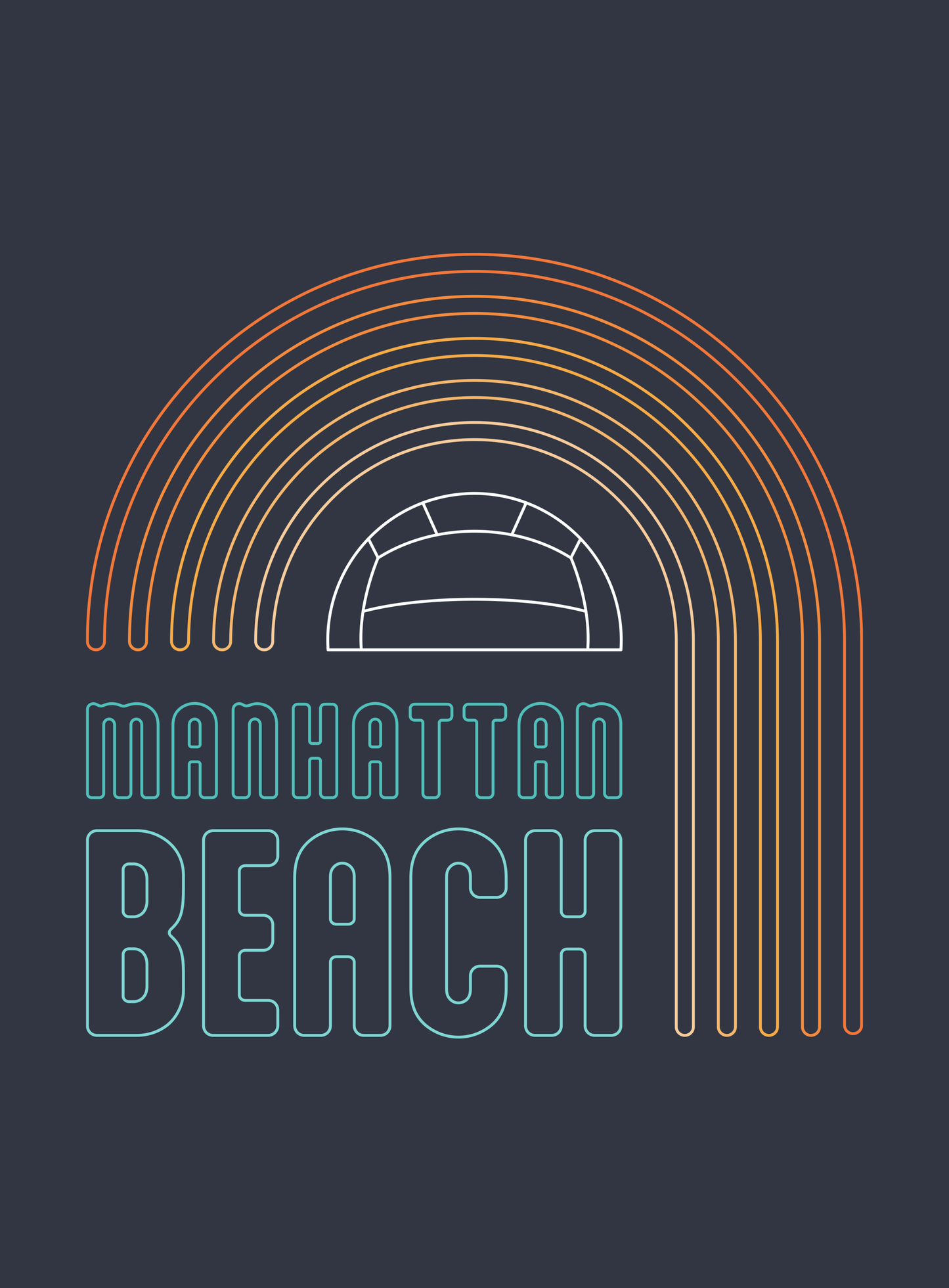 Unisex: Manhattan Beach Neon Rainbow Tee - Heather Navy