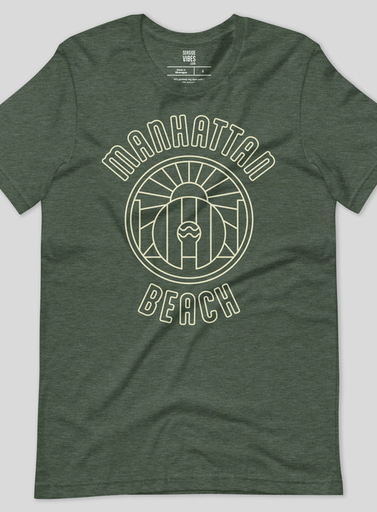 Unisex: Manhattan Beach Light Gate Tee - Heather Forest