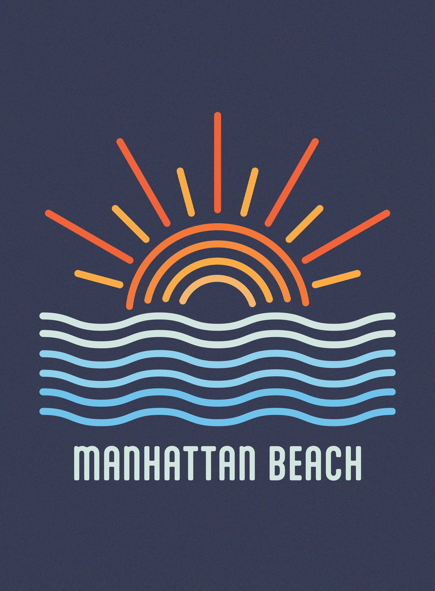 Unisex: Manhattan Beach Wavy Sunset Tee - Navy