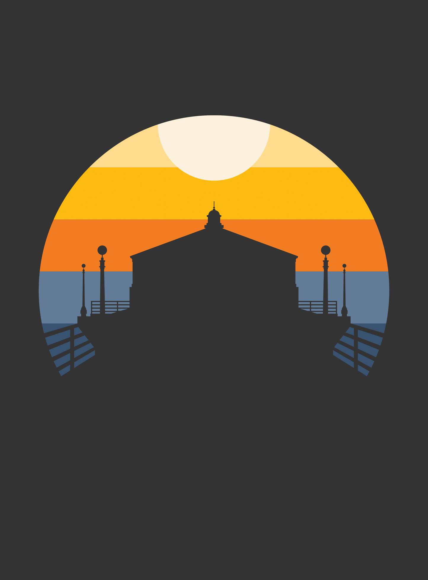 Unisex: Manhattan Beach Pier Sunset Tee - Dark Grey Heather