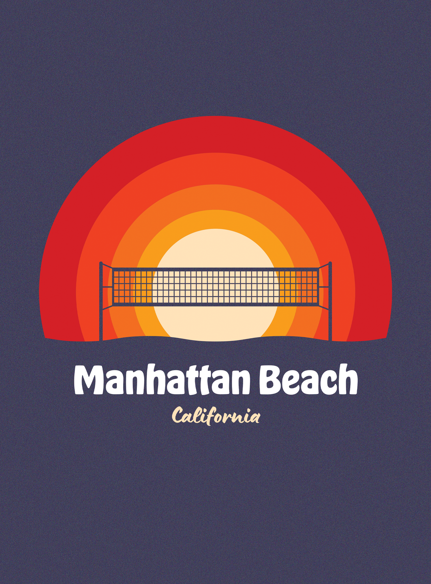 Unisex: Manhattan Beach Sunset Tee - Heather Midnight Navy