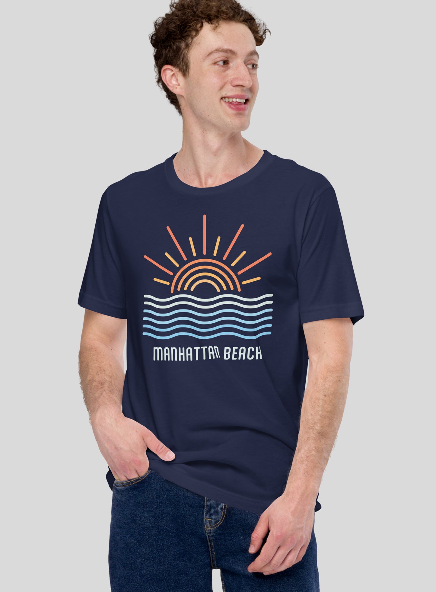 Unisex: Manhattan Beach Wavy Sunset - Navy