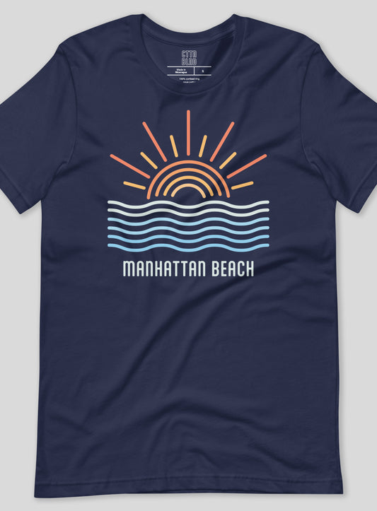 Unisex: Manhattan Beach Wavy Sunset - Navy