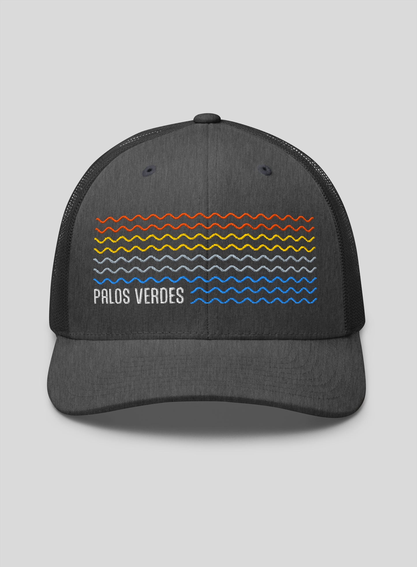 Palos Verdes Sunset Waves Trucker Hat - Dark Heather Gray