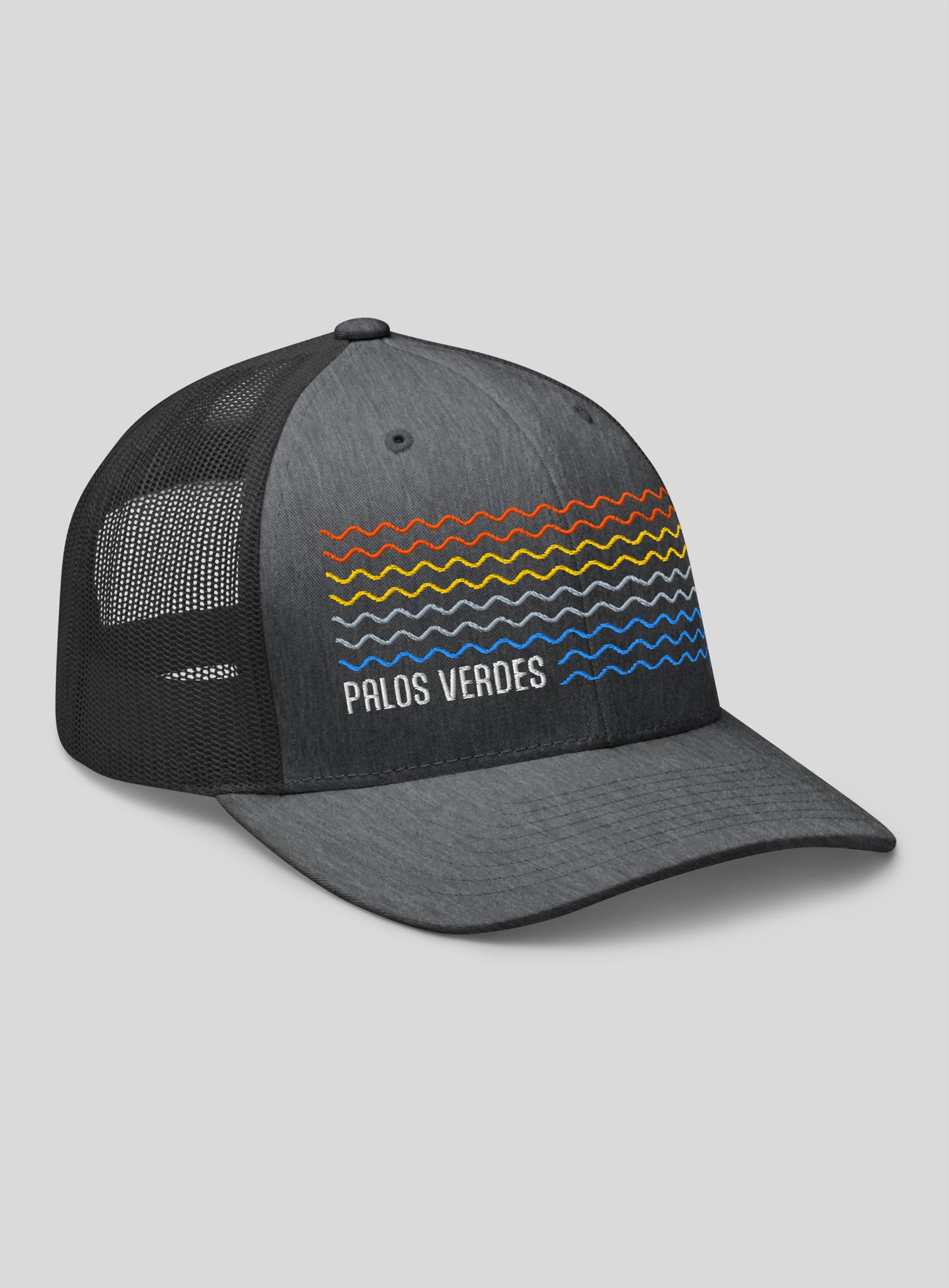 Palos Verdes Sunset Waves Trucker Hat - Dark Heather Gray