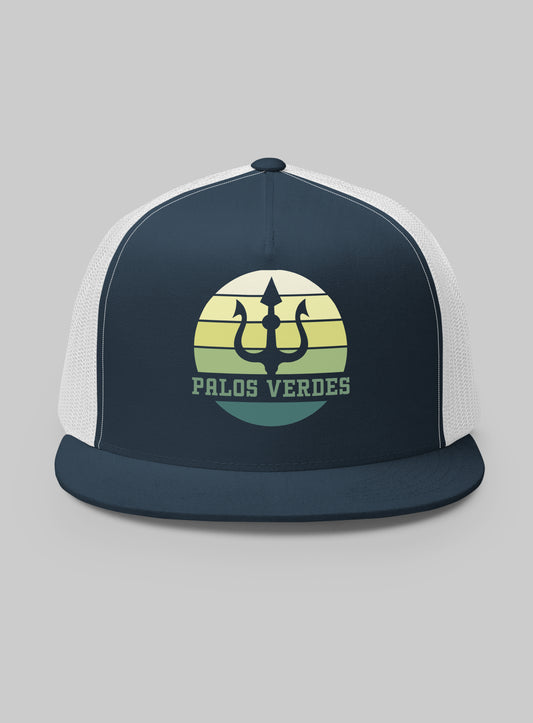 Palos Verdes Trident Trucker Hat (Flat Brim) - Navy/White