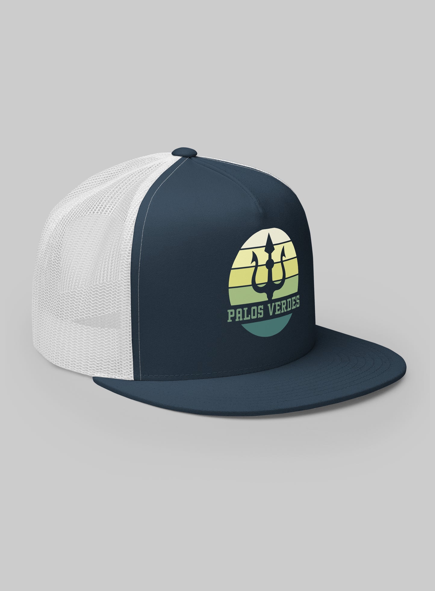 Palos Verdes Trident Trucker Hat (Flat Brim) - Navy/White