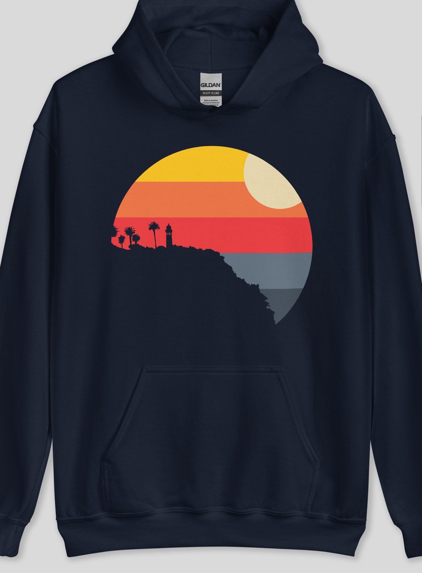 Unisex: Point Vicente Sunset Pullover Hoodie - Navy