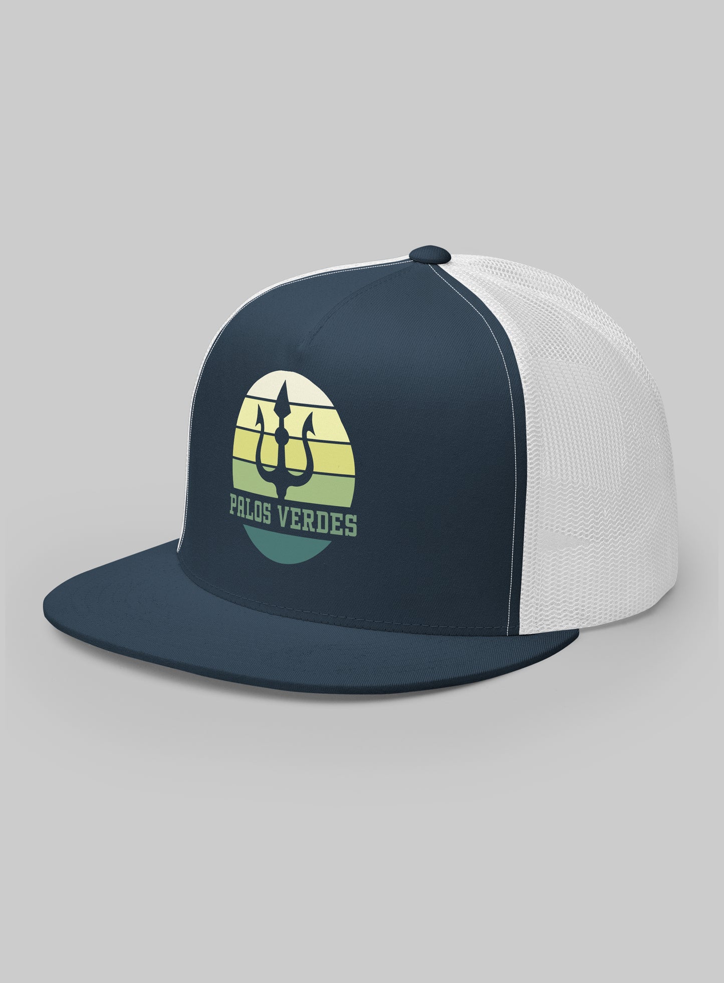 Palos Verdes Trident Trucker Hat (Flat Brim) - Navy/White