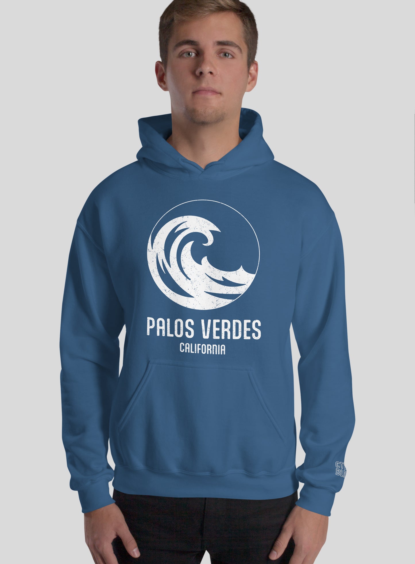 Unisex: PV Wave Pullover Hoodie - Indigo Blue