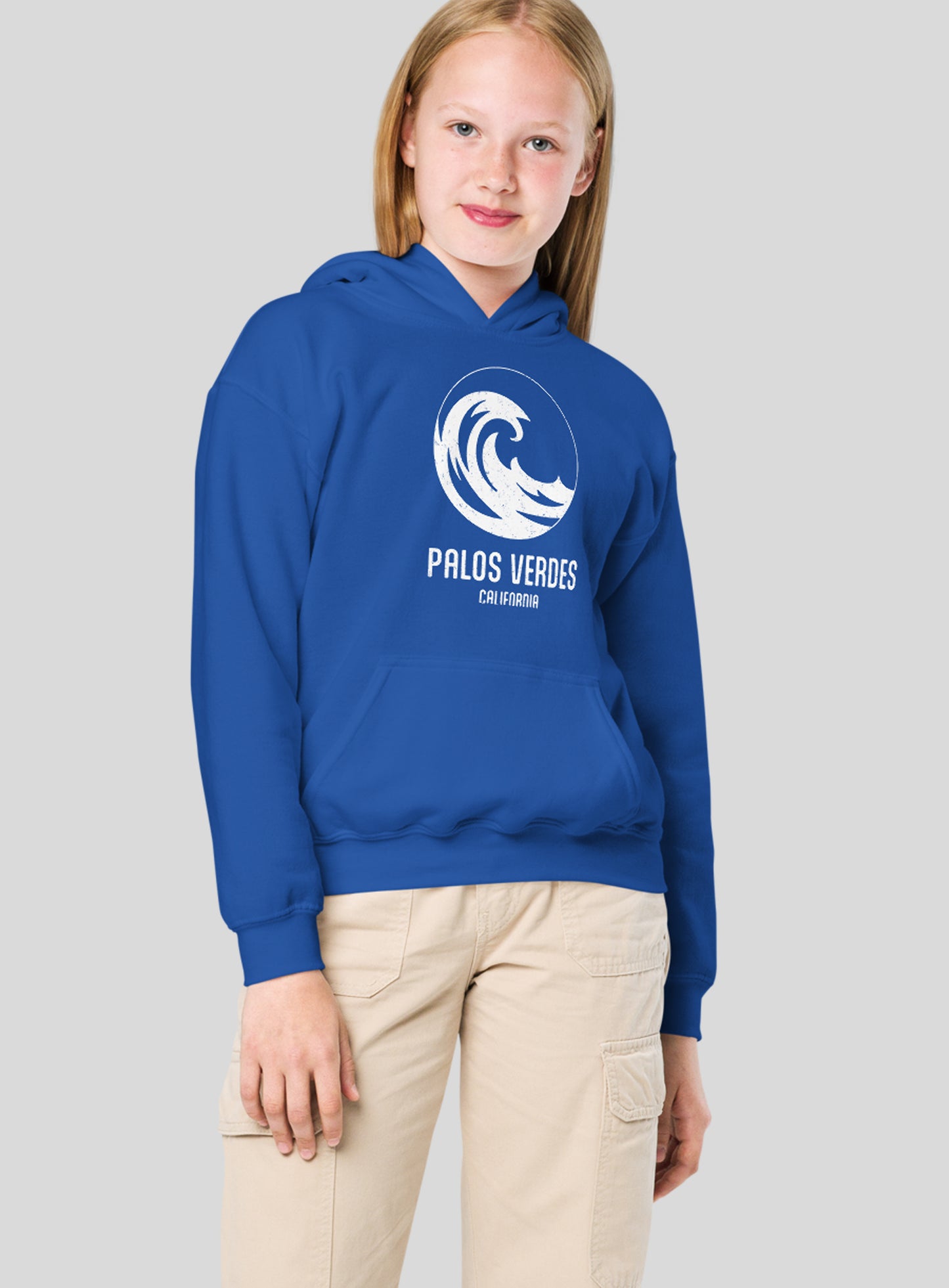 Youth: Palos Verdes Wave Pullover Hoodie - Royal