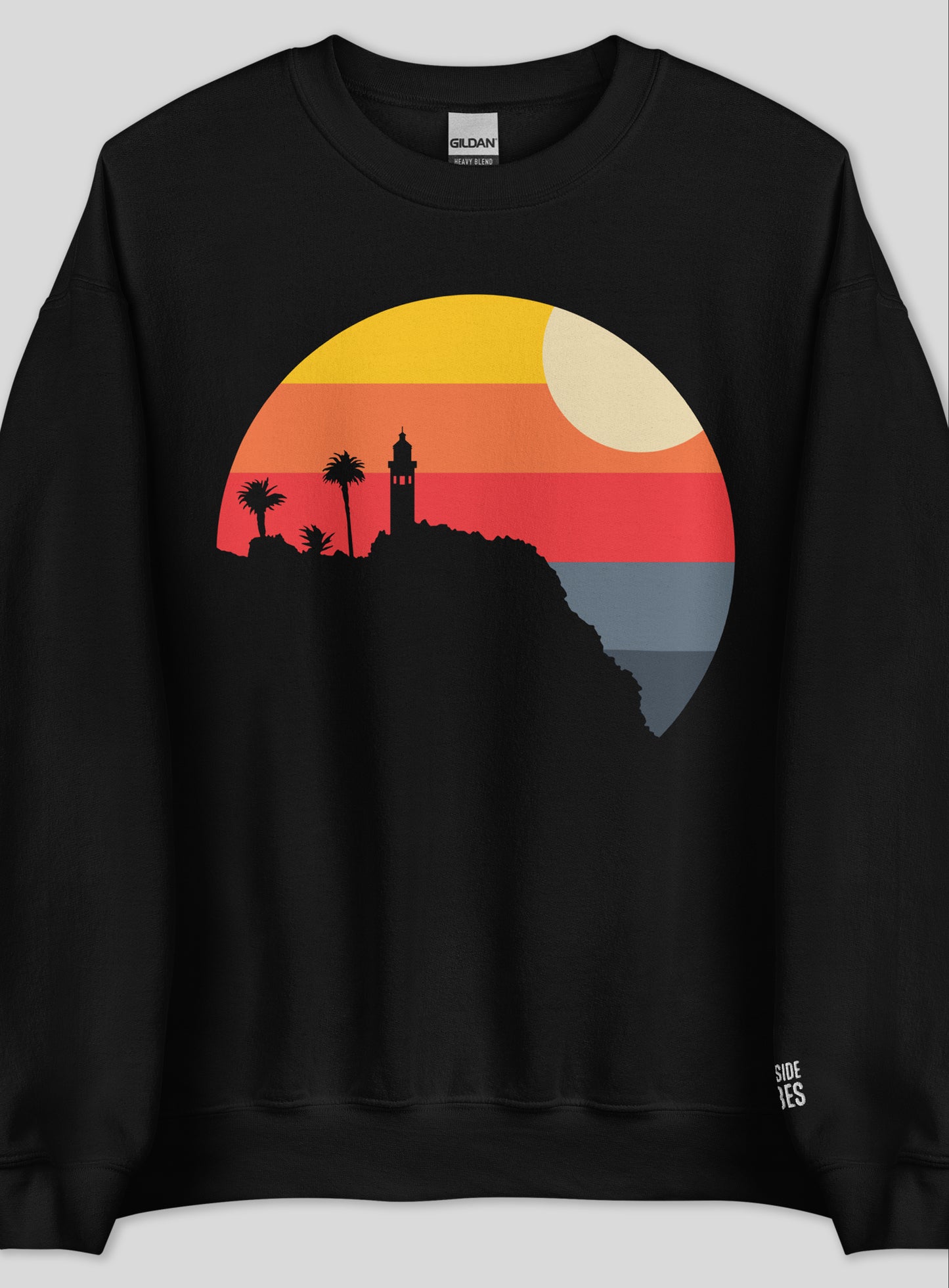 Unisex: Palos Verdes Point Vicente Sunset Crew Neck Sweatshirt - Black