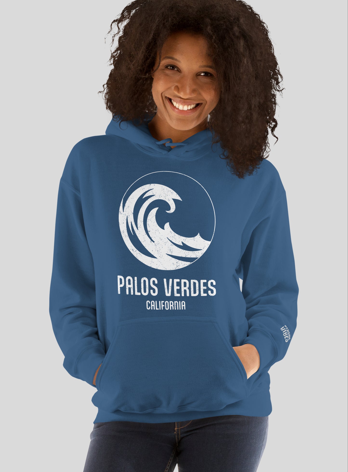 Unisex: PV Wave Pullover Hoodie - Indigo Blue