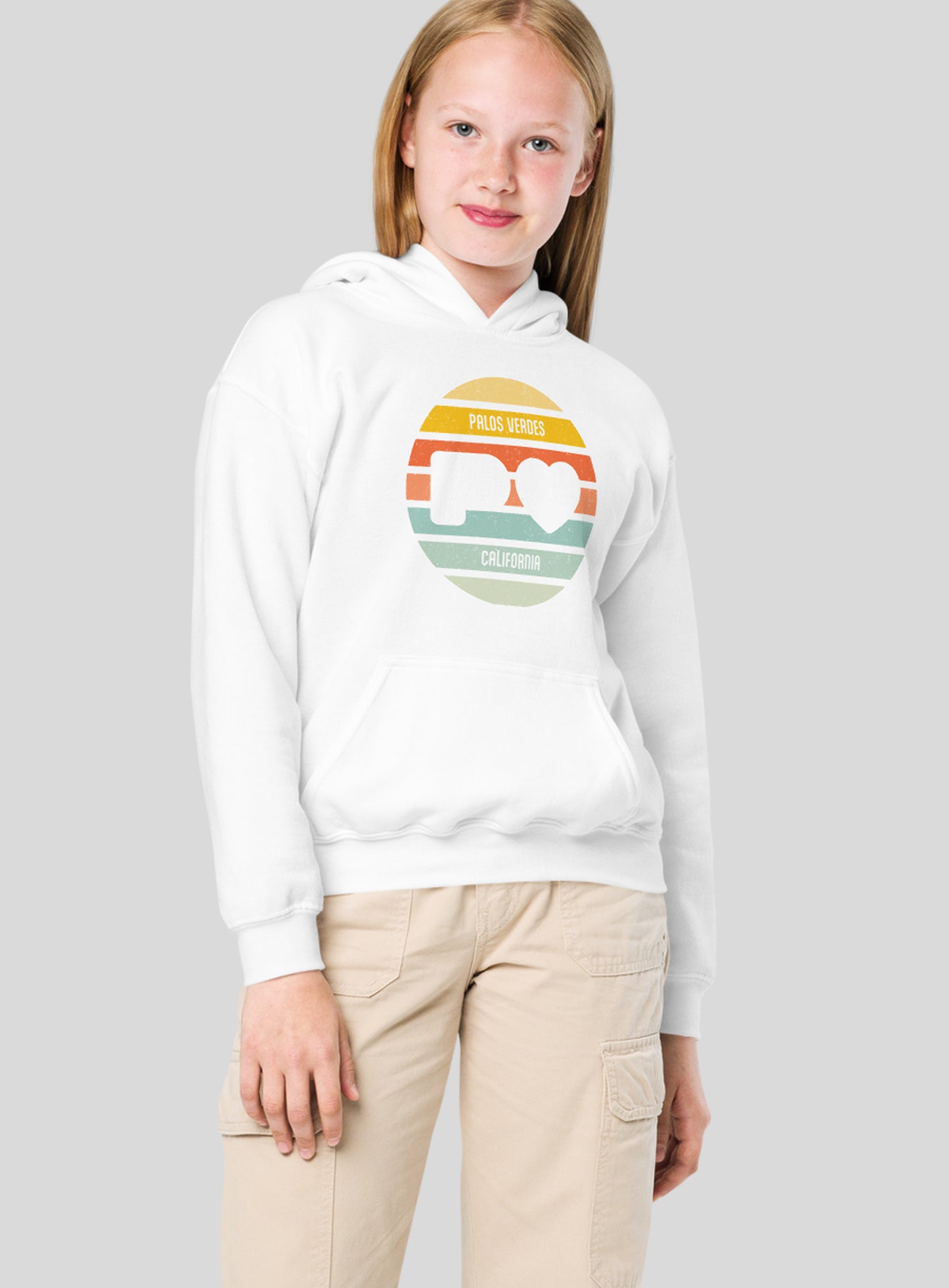 Youth: Palos Verdes Sunset Pullover Hoodie - White