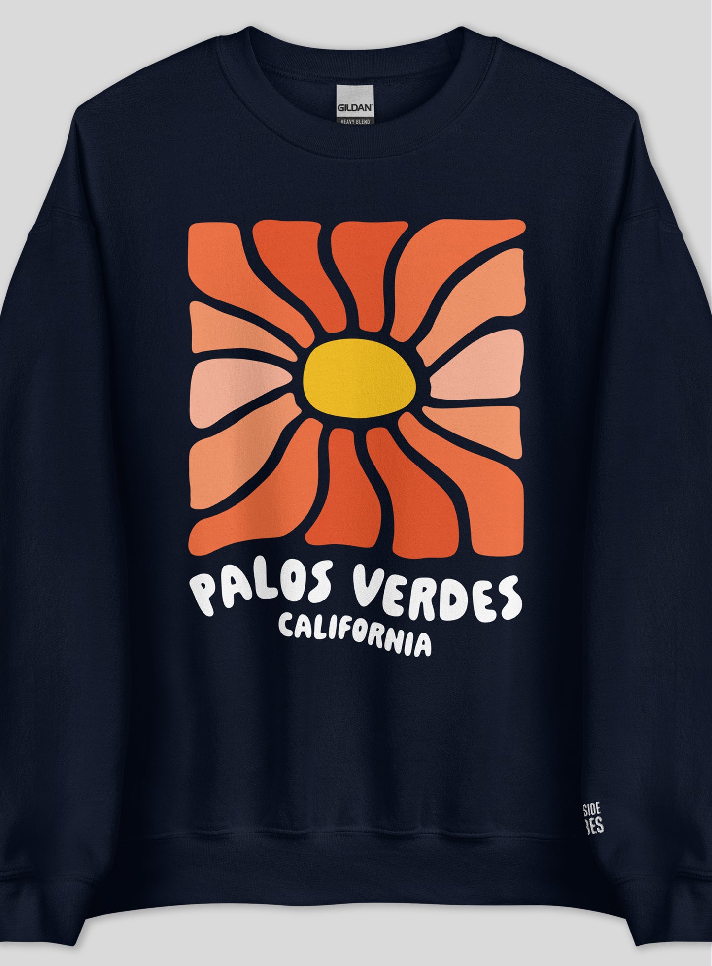 Unisex: Palos Verdes Wavy Sun Crew Neck Sweatshirt - Navy