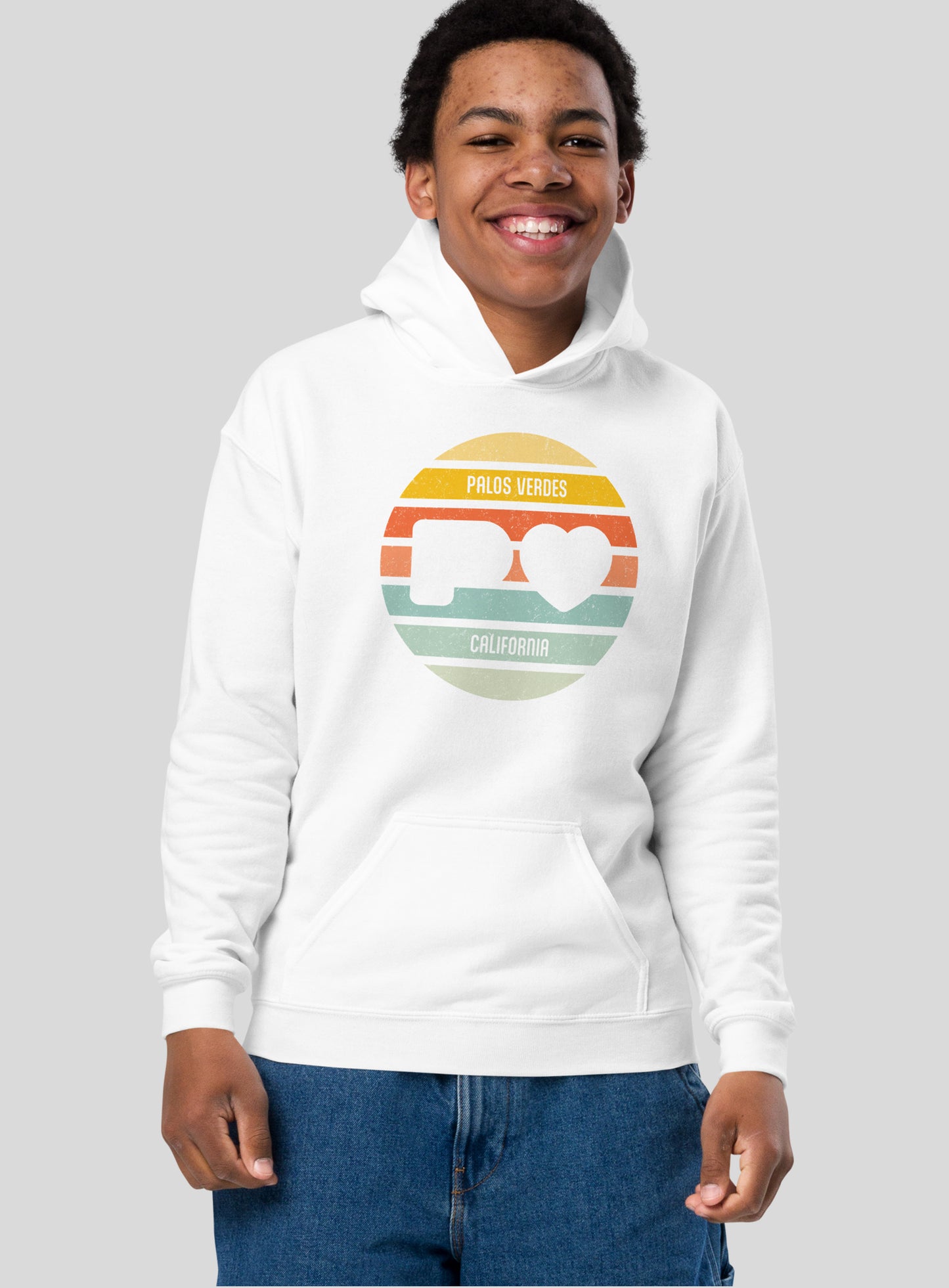 Youth: Palos Verdes Sunset Pullover Hoodie - White