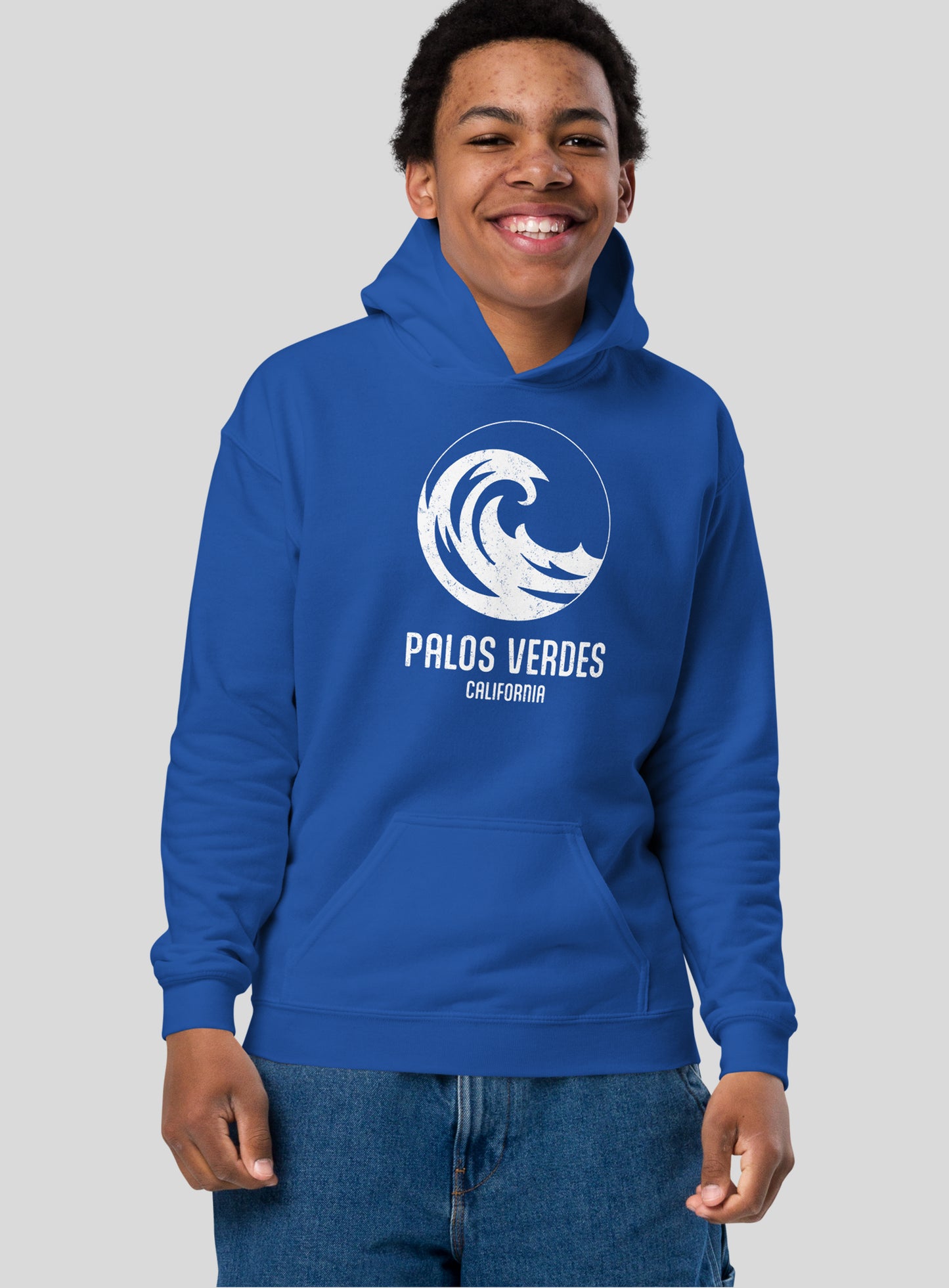 Youth: Palos Verdes Wave Pullover Hoodie - Royal